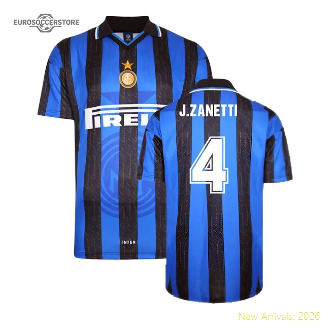 1998 Inter Milan Score Draw Home Top Football Jersey (J.Zanetti 4)