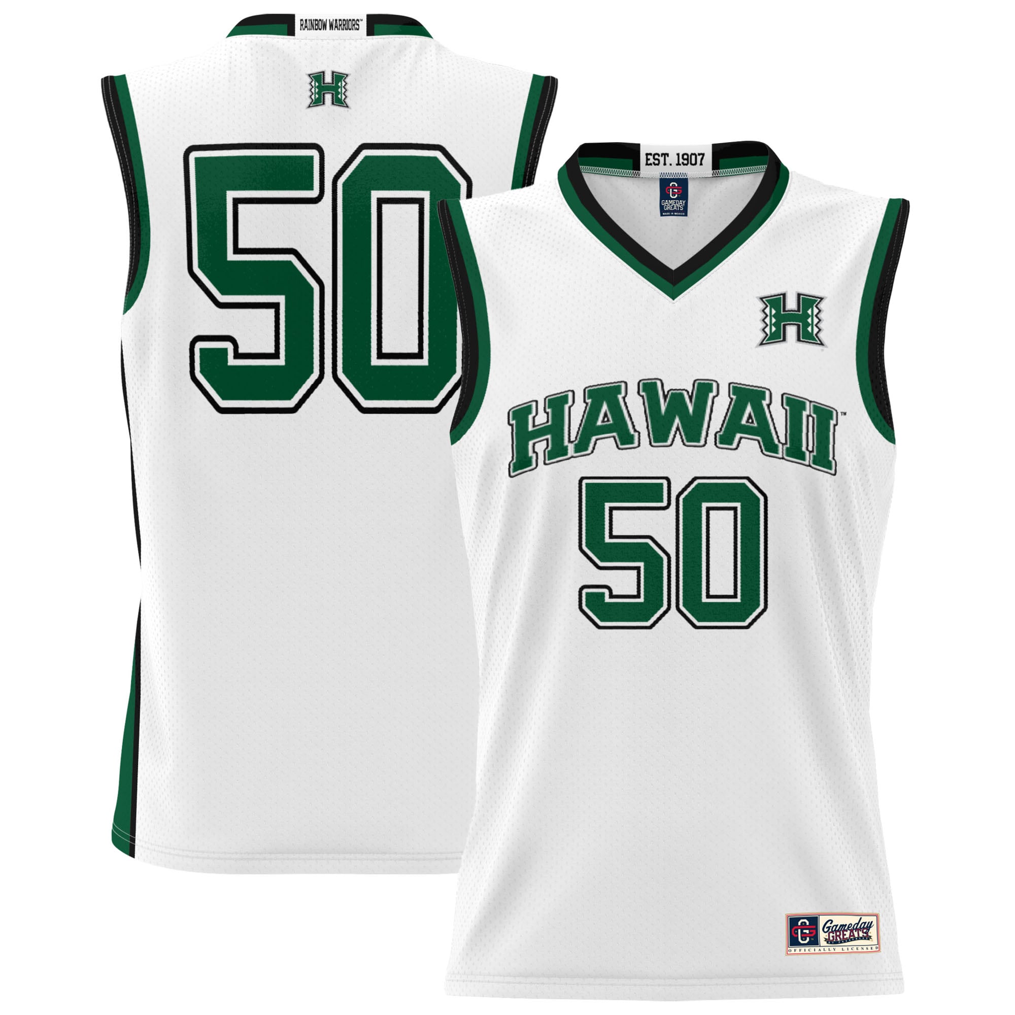 #50 Hawaii Rainbow Warriors GameDay Greats Unisex Lightweight Basketball Jersey - White