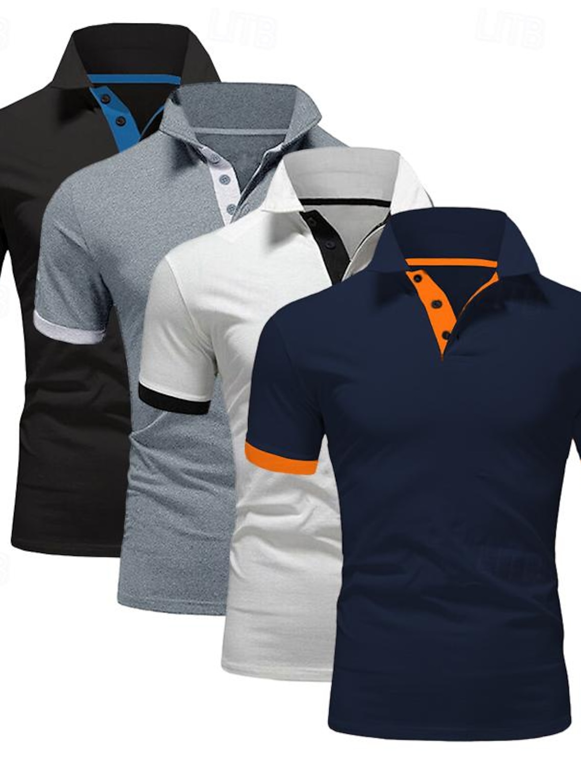 4 Pack Men's Polo T-Shirt Golf Shirt Casual Sports Workwear Office