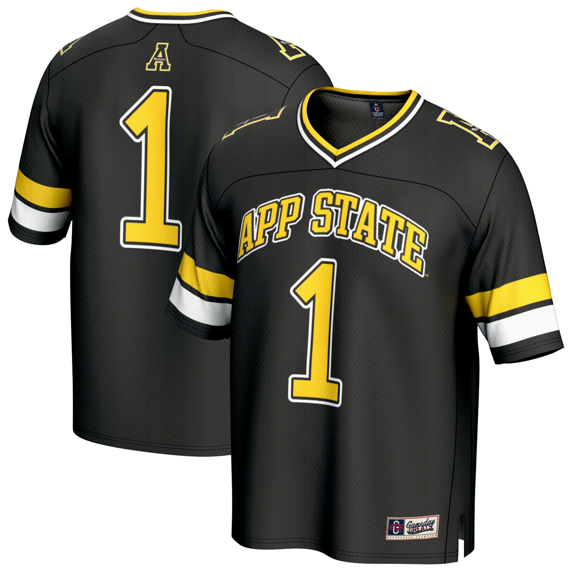 Youth #1 Black Appalachian State Mountaineers Lightweight Collegiate Football Fashion Jersey