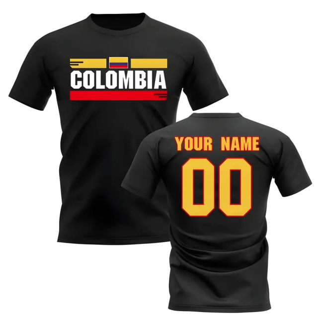 Premium Personalised Colombia Fan Football T-Shirt (Black)