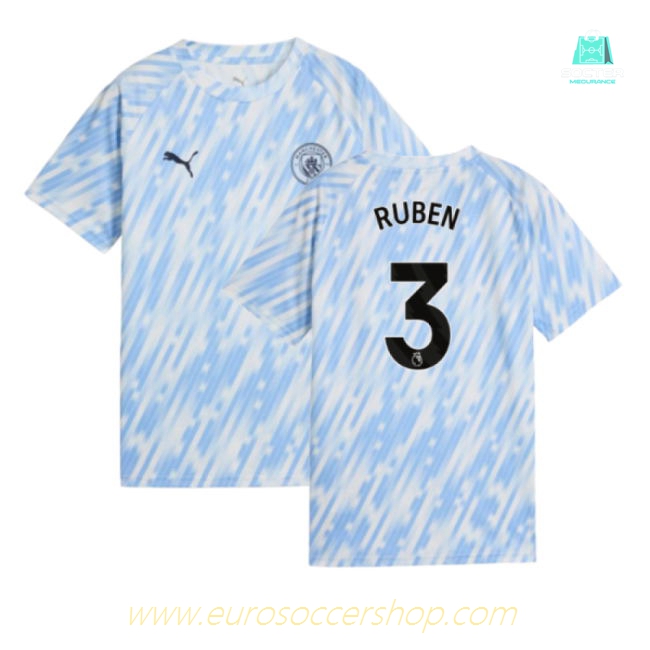 2025-2026 Man City Warm Up Jersey (Silver Sky) - Kids (Ruben 3)