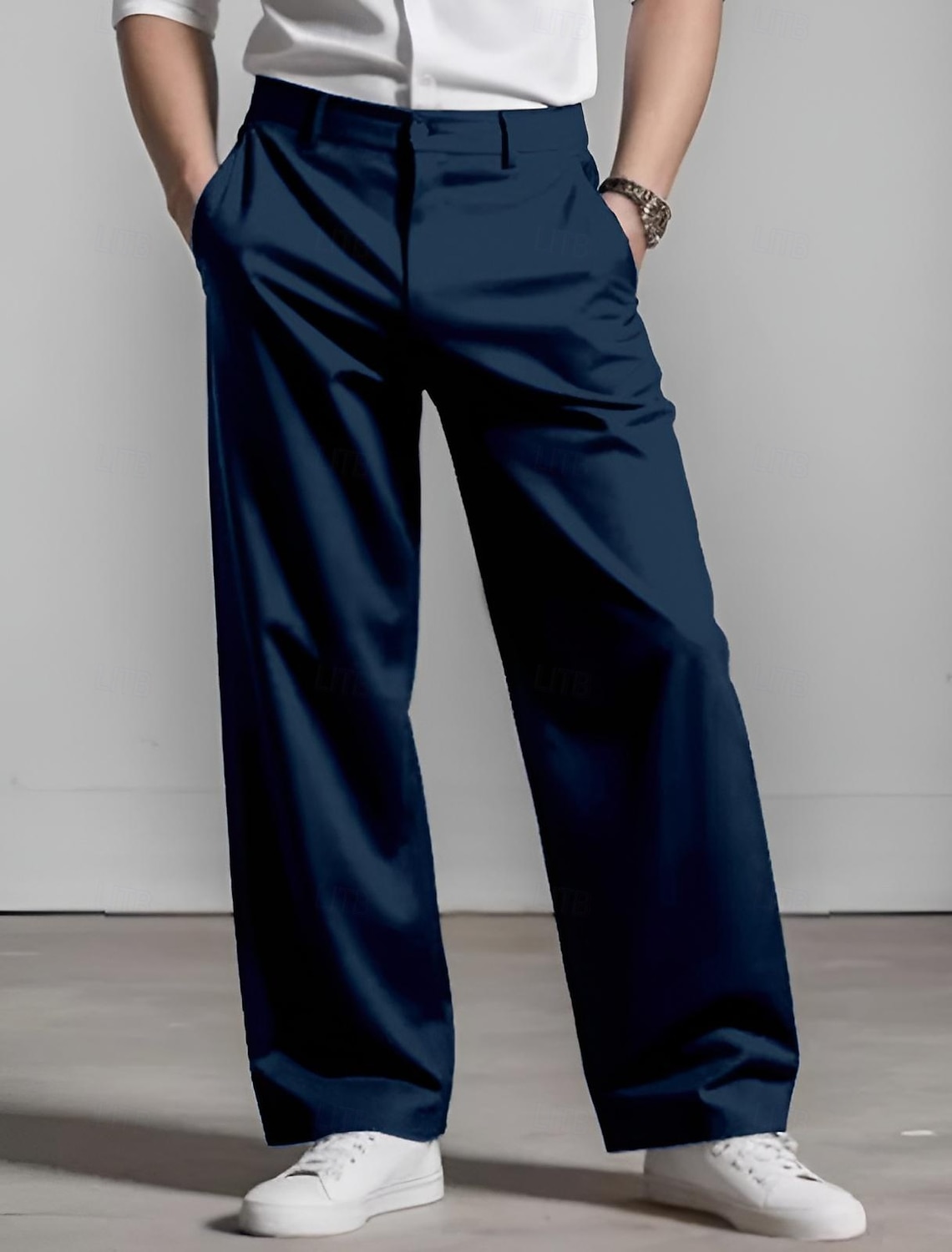 Men's Trousers Dress Pants Baggy Pants Suit Pants Pocket Straight Leg Plain Comfort Soft Full Length Daily Business Formal Fashion Streetwear Black White
