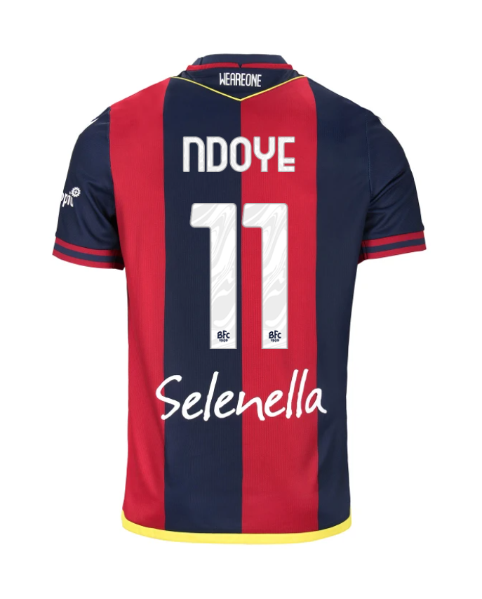 Bologna's Home Jersey for the 24-25 season, featuring NDOYE with the number 11.