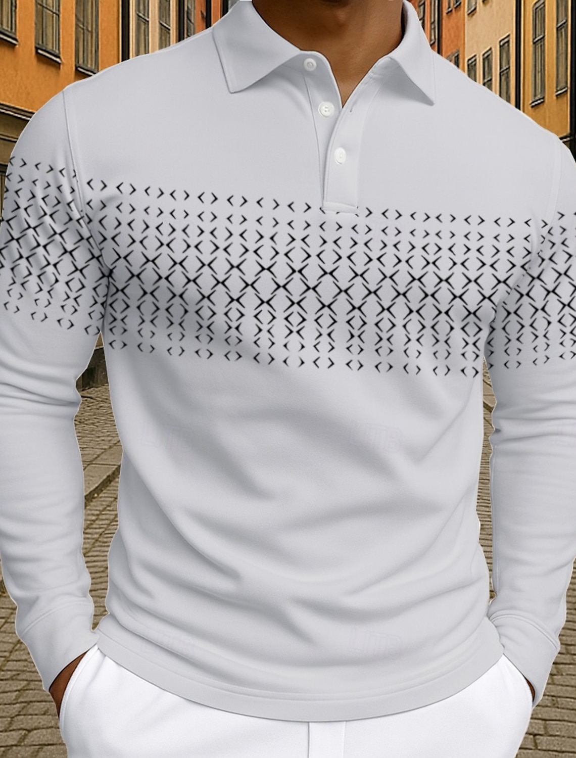 Men's Polo Business Casual Turndown Short Sleeve Geometric Buttons