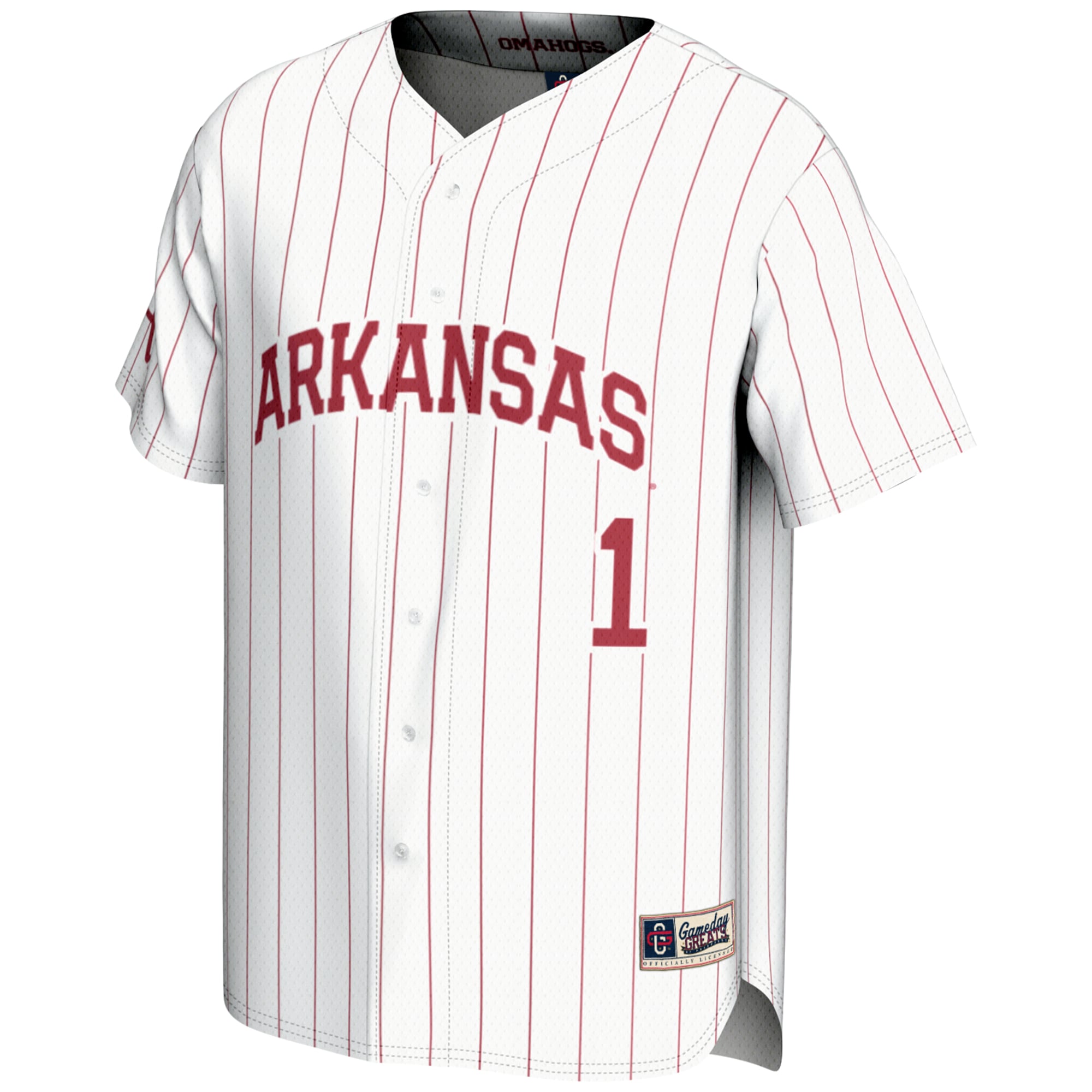 #1 Arkansas Razorbacks GameDay Greats Lightweight Baseball Jersey - White