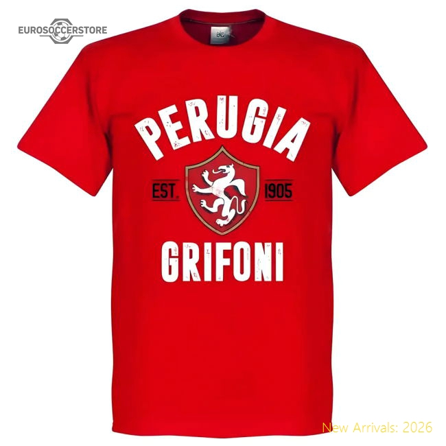 Perugia Established T-shirt - Red - Fantastic Value - Supporter Edition