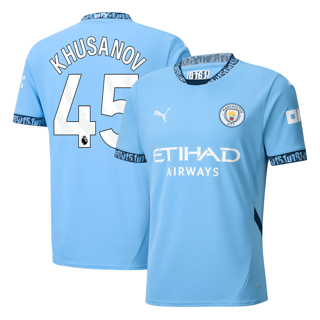 KHUSANOV #45 Manchester City Home  Soccer Jersey 2024/25 Authentic Kit