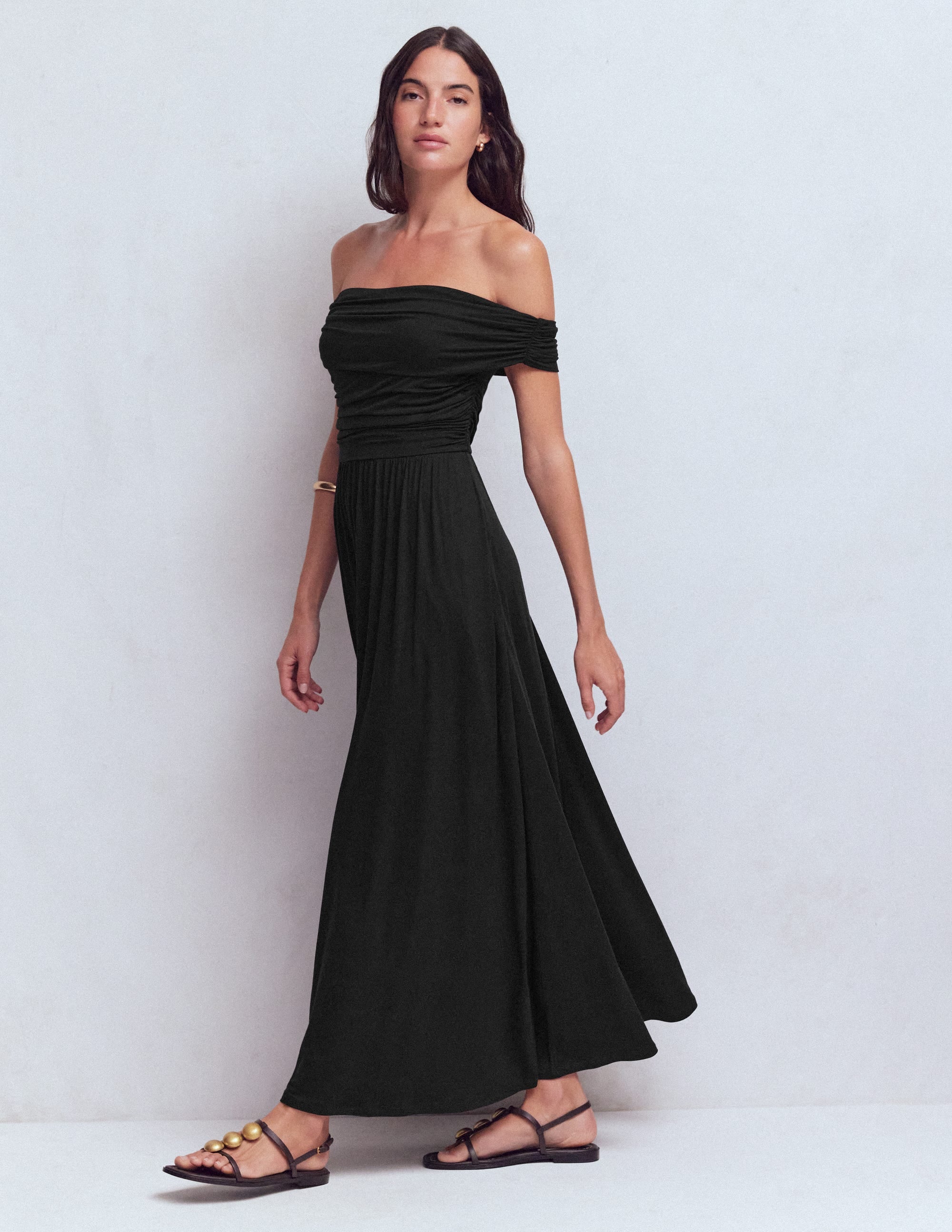 Ruched Bardot Jersey Dress