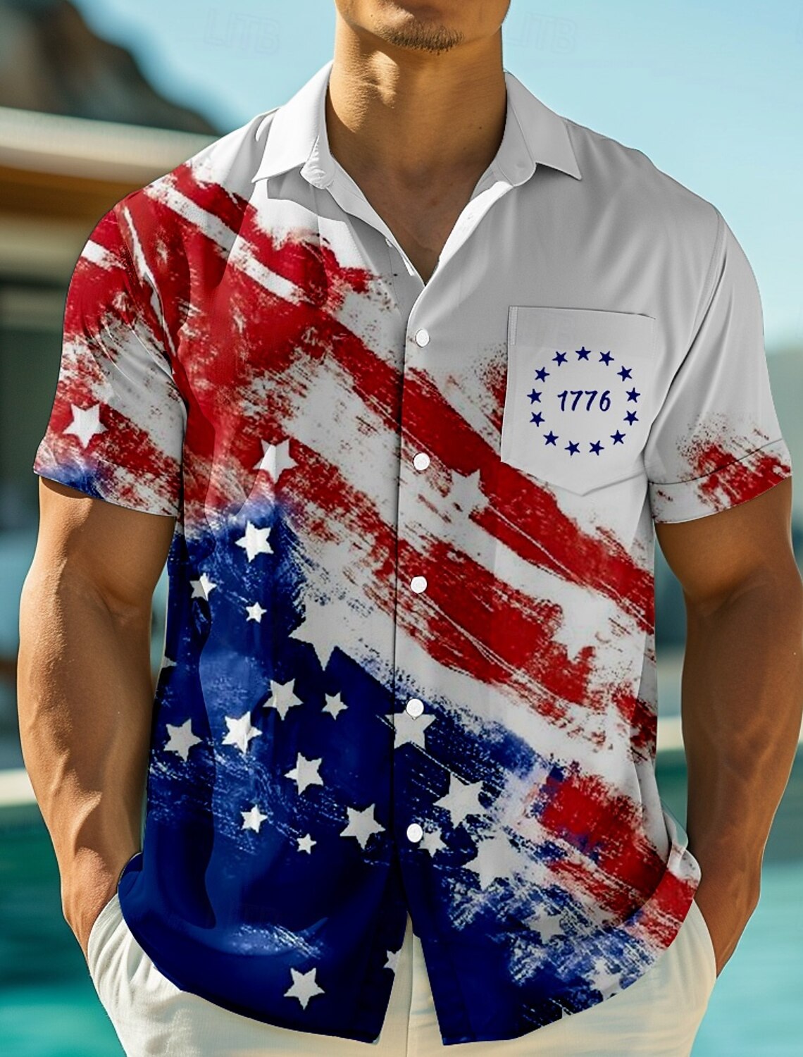 Independence Day Men's American US Flag 4th of July U.S. 250th Anniversary Patriotic Shirt Summer Shirt Button Up Shirt Short Sleeve Fashion Casual Holiday Summer Spring Turndown 3D Print Collared