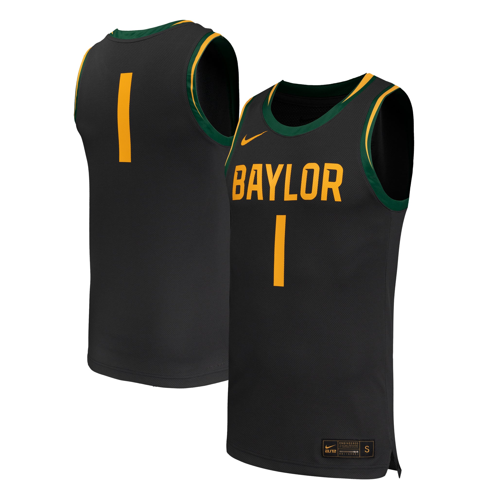 #1 Baylor Bears Nike Replica Basketball Jersey - Black