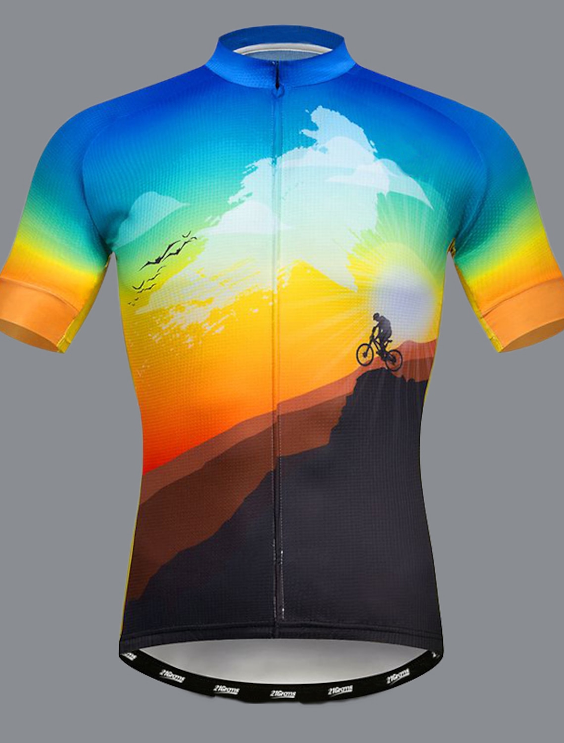 21Grams Men's Cycling Jersey Short Sleeve Bike Jersey 3 Rear Pockets Reflective Strips Gradient Top Summer Bike wear Mountain Bike Shirt Sports Cycling Clothing Breathable Quick Dry Moisture Wicking