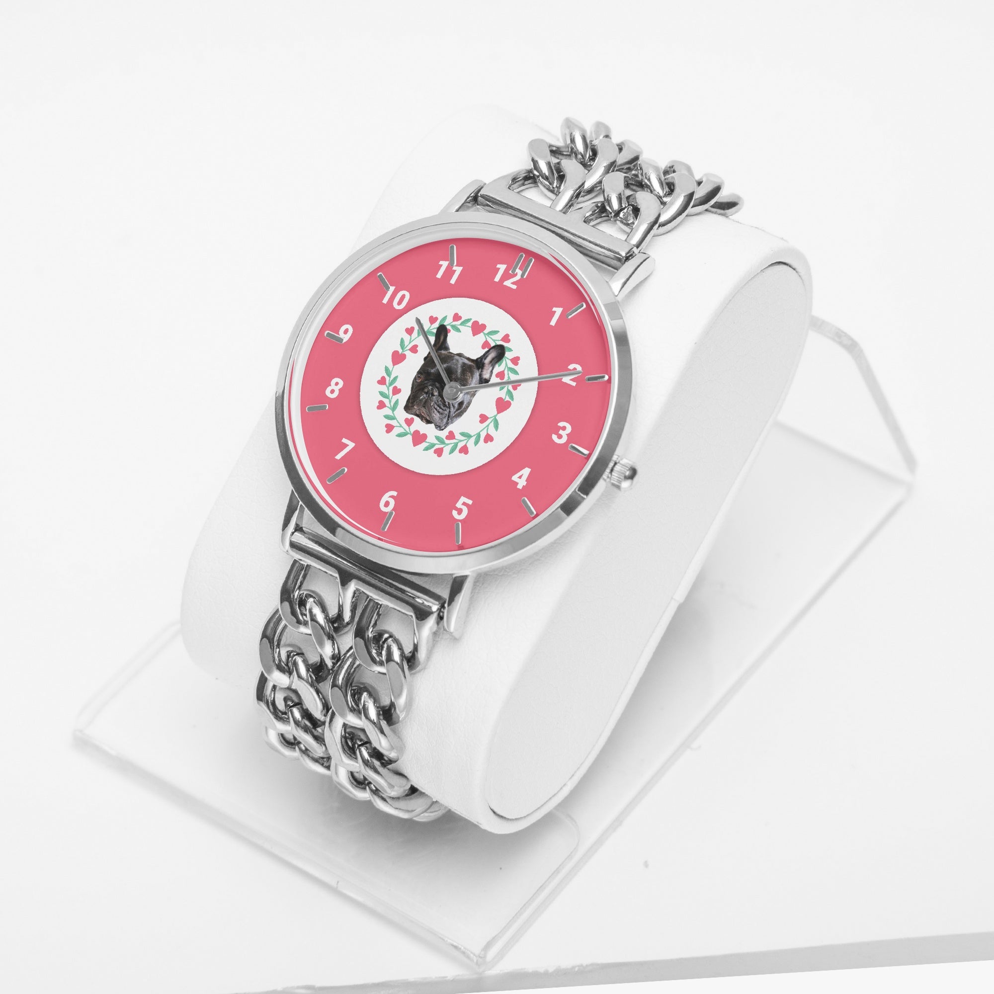 French Bulldog Rowdy Personalized Chic Hollow Strap Watch For Frenchie