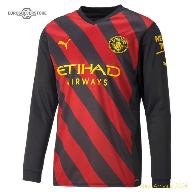 Man City Long Sleeve Away Kit 2022-2023 Game Wear Jersey