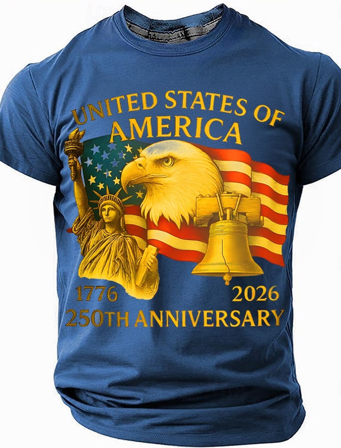 Men's American US Flag America's 250th Anniversary T Shirt Short