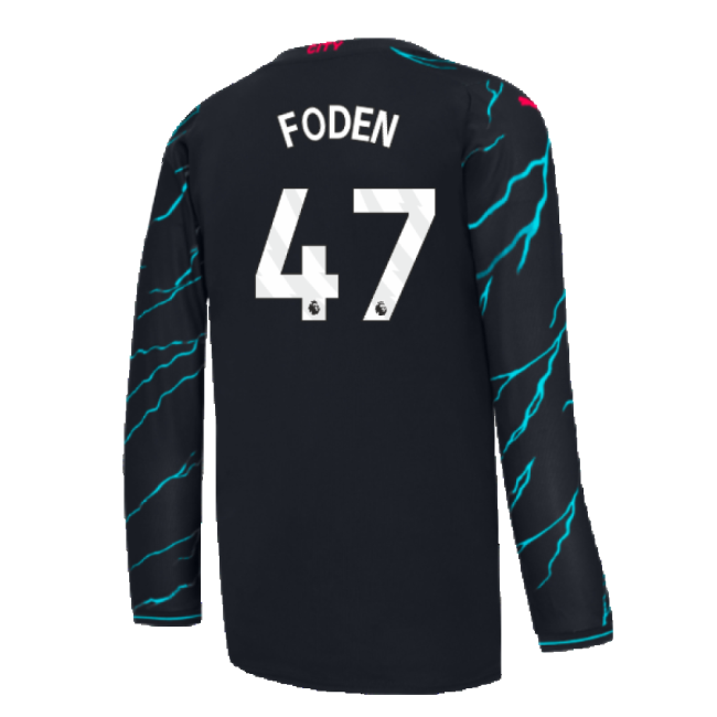 2023-2024 Man City Long Sleeve Third Shirt (FODEN 47) (Match Day)