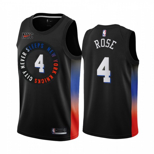 Durable NY Knicks #4 Derrick Rose 2020 City NBA Swingman Jersey Black
