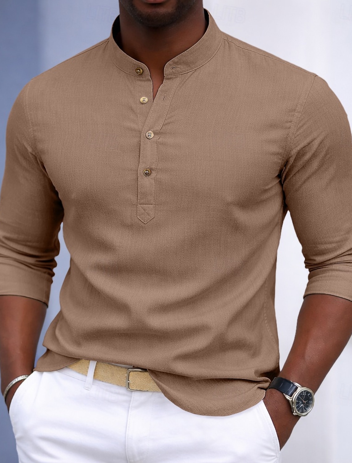 Men's Shirt Dress Button Up Pullover Solid Color Daily Business Black