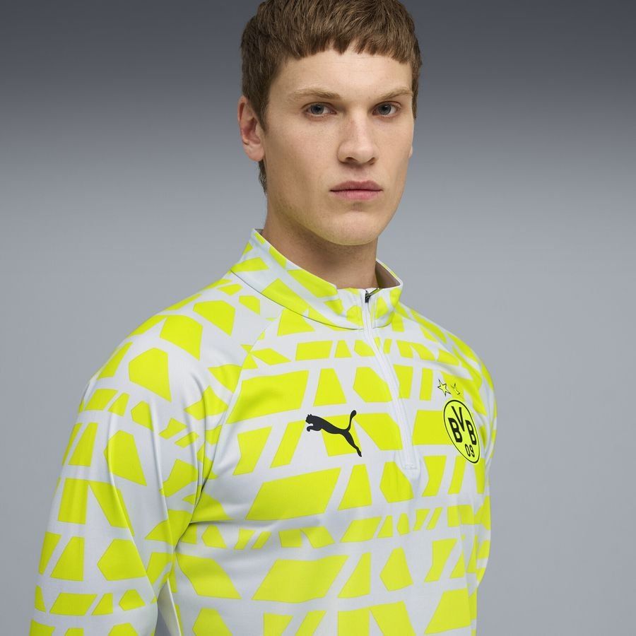 Dortmund Training Shirt Pre Match 1/4 Zip Silver Metallic/yellow Alert