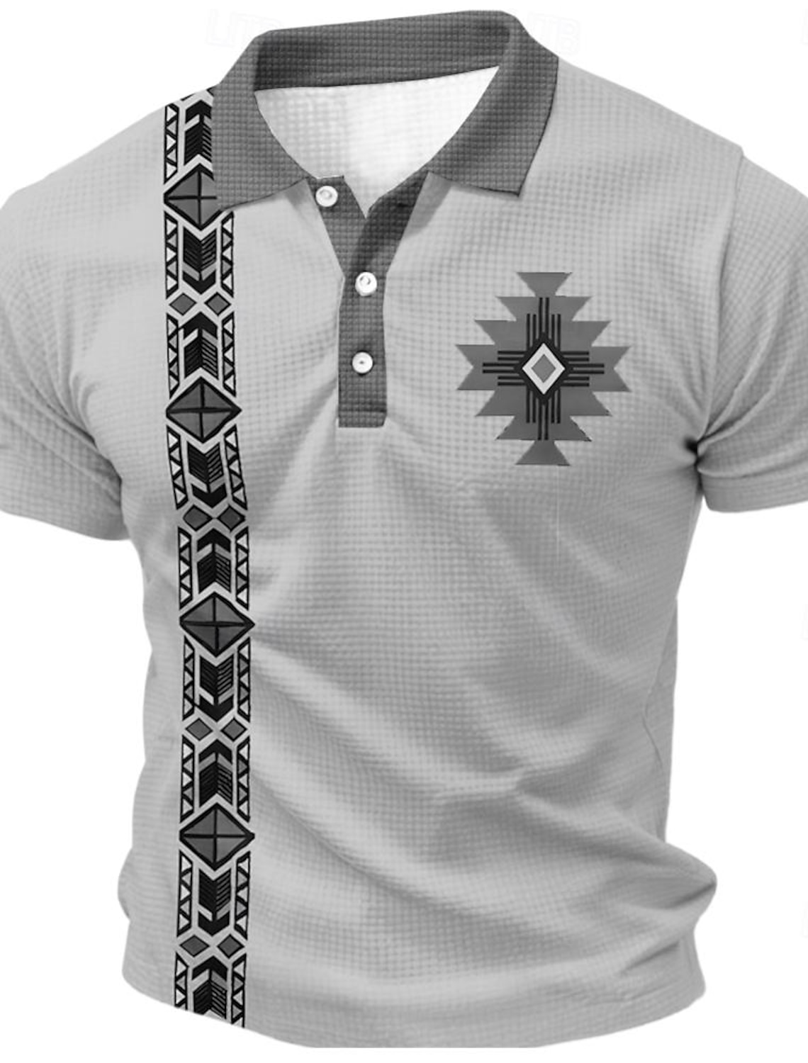 Men's Tribal Waffle Polo Shirts Golf Shirt Short Sleeve Collared