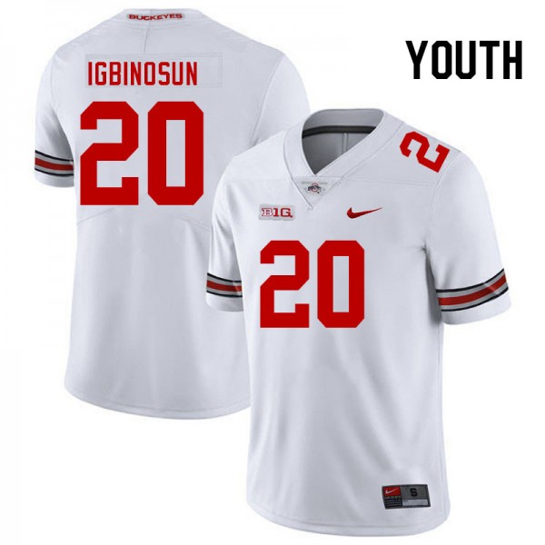 Youth Ohio State Buckeyes #20 Davison Igbinosun White Nike Stitch Jersey