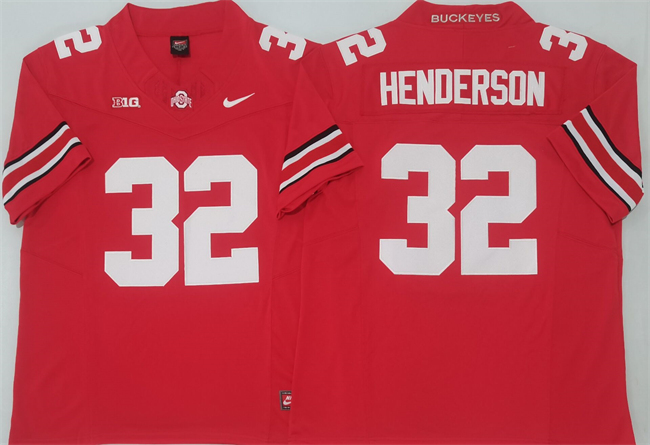 Men's OSU Ohio Red 2025 moisture wicking None #32 game jersey Jersey
