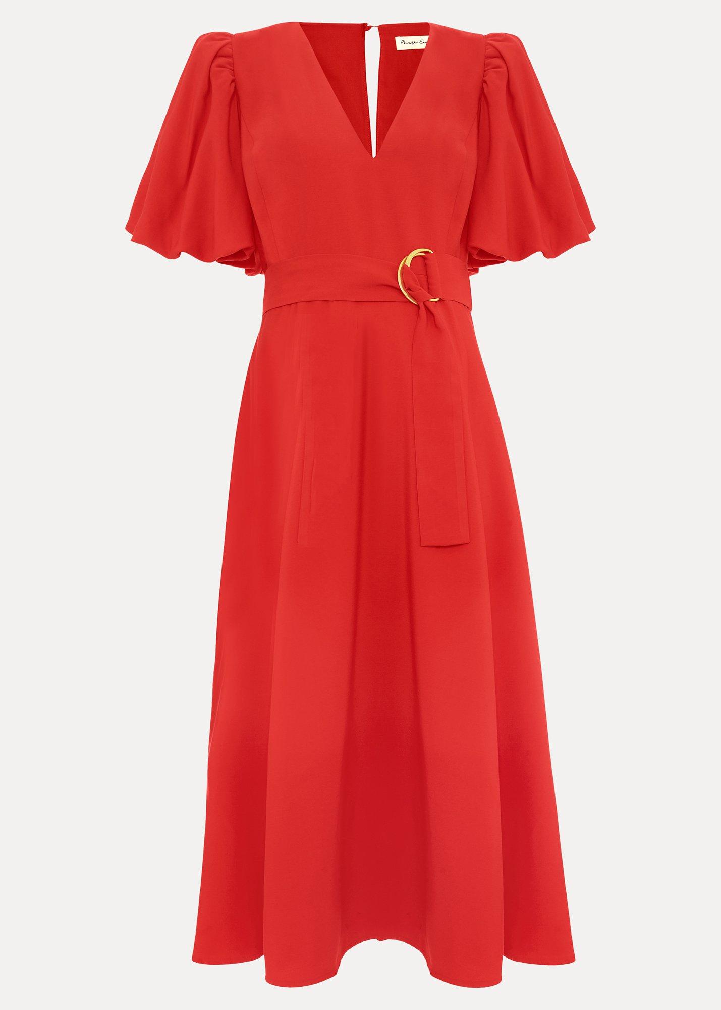 Zarah Plain Puff Sleeve Midi Dress