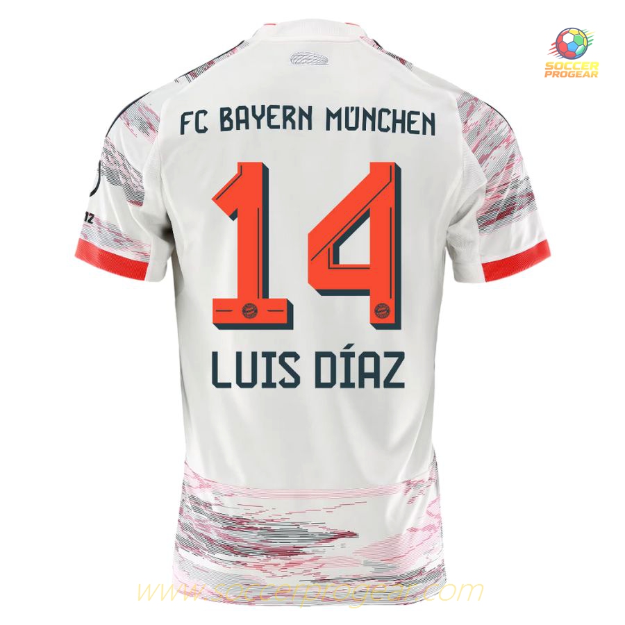 Football Jersey Football Soccer Uniform Youth'sren's Bayern Munich Away 2025/26 Collection Luis Diaz