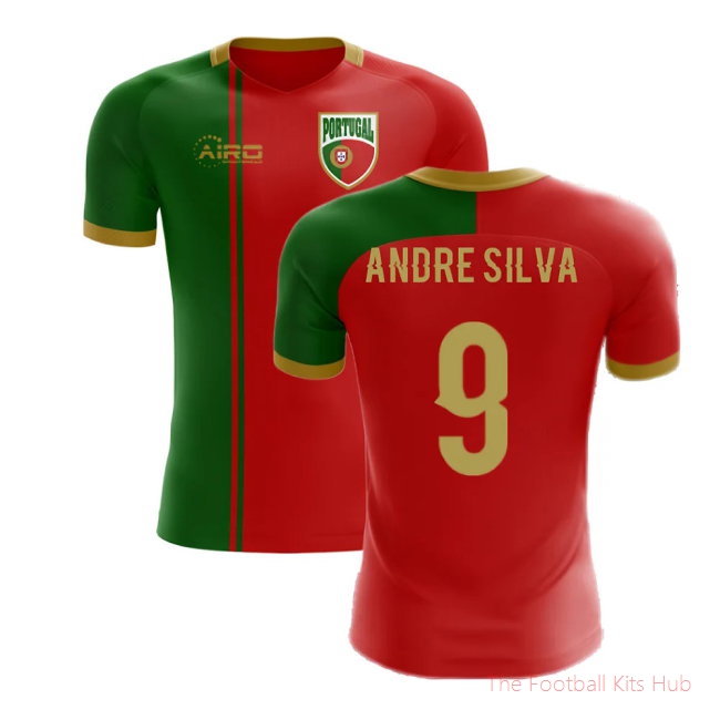 2025-2026 Portugal Flag Home Concept Football Shirt (Andre Silva 9) - Kids