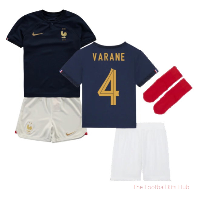 2022-2023 France Home Little Boys Mini Kit (Varane 4)