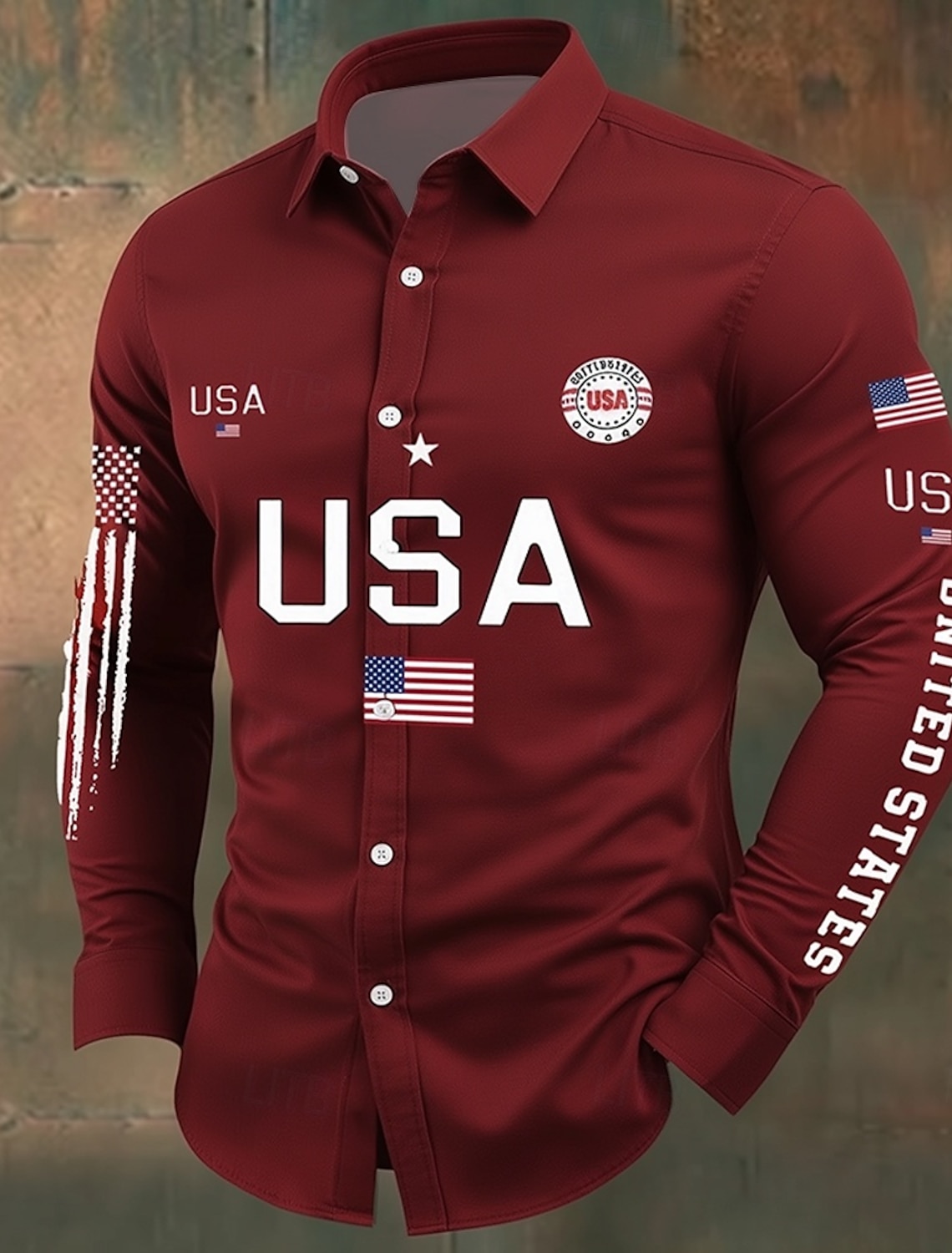 Men's 4th of July U.S. 250th Anniversary US Flag Patriotic Shirt Button Up Shirt Long Sleeve Vintage Retro Holiday Casual Daily Spring Fall Turndown 3D Print Linen Like Shirt Blue White Red
