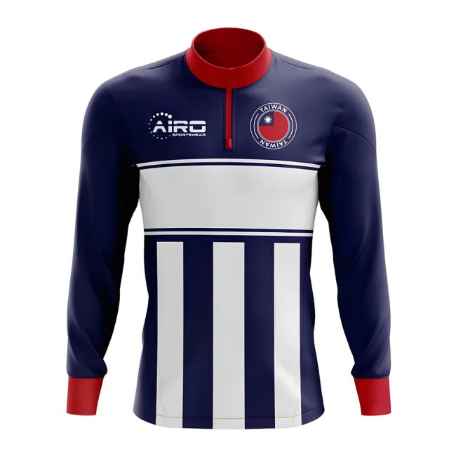 Authentic Taiwan Concept Football Half Zip Midlayer Top (Blue-White)