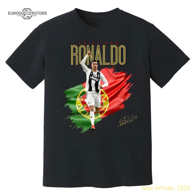 Premium Cristiano Ronaldo Juve Celebration Tee (black) - Supporter Edition