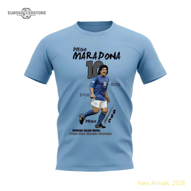Performance Diego Maradona Napoli Graphic T-Shirt (Sky Blue)