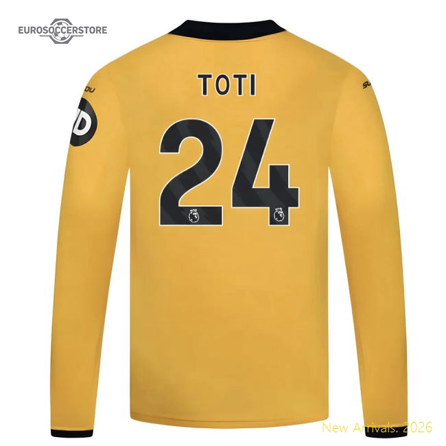 2025-2026 Wolves Long Sleeve Home Shirt - Kids (Toti 24)
