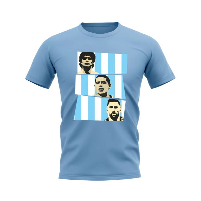 Performance Maradona Riquelme Messi Argentina Trio T-Shirt (Sky)