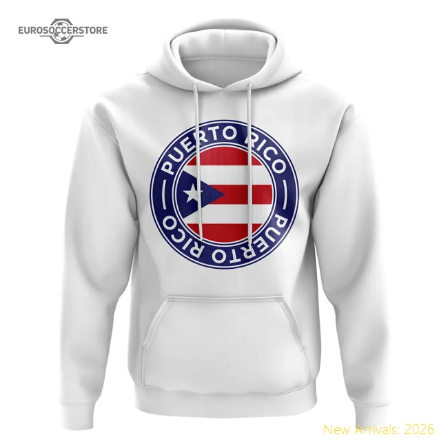 Puerto Rico Football Badge Hoodie (white) - Competitive Price