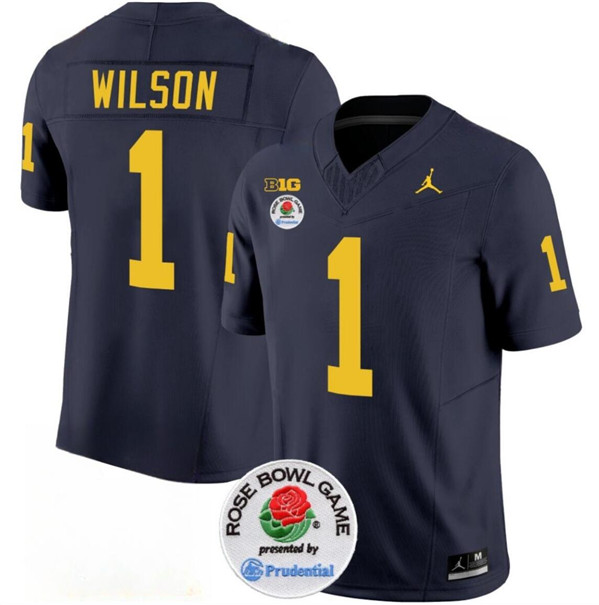 Men's Michigan UM Blue 2023 moisture wicking Roman Wilson #1 high