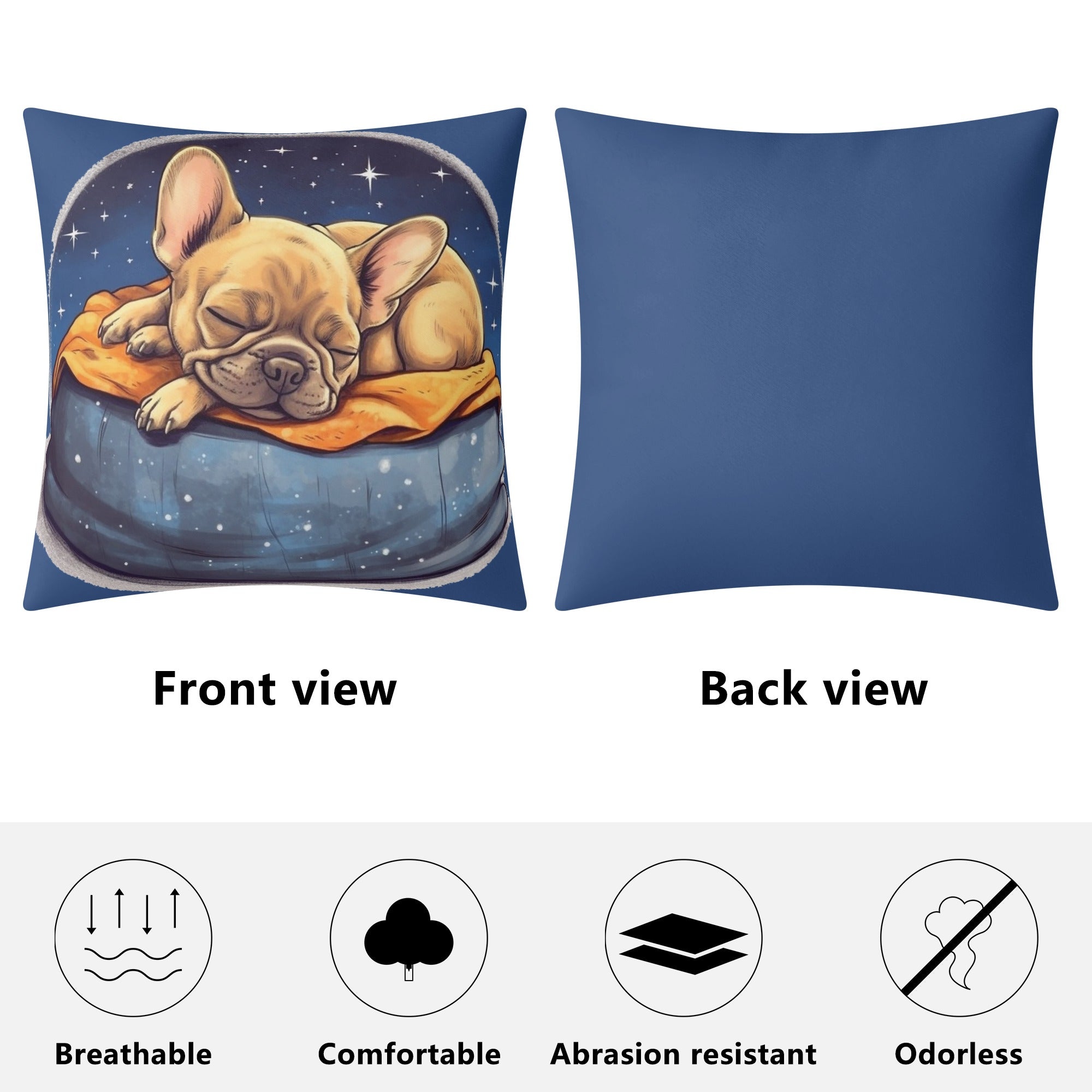 Street-Ready Serene Sleeping Frenchie - Pillow Cover for Pet Enthusiasts