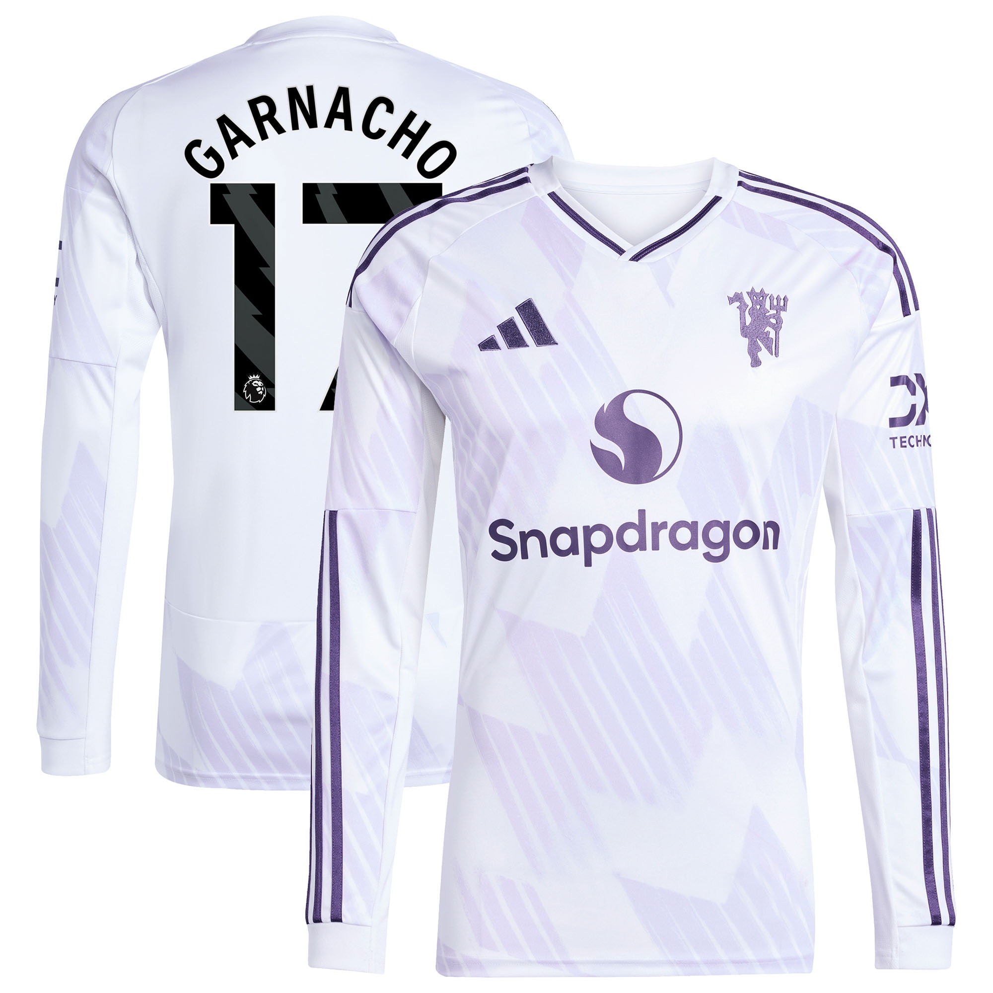 [SJH] Alejandro Garnacho Manchester United 2025/26 Away Replica Long Sleeve Player Jersey - White