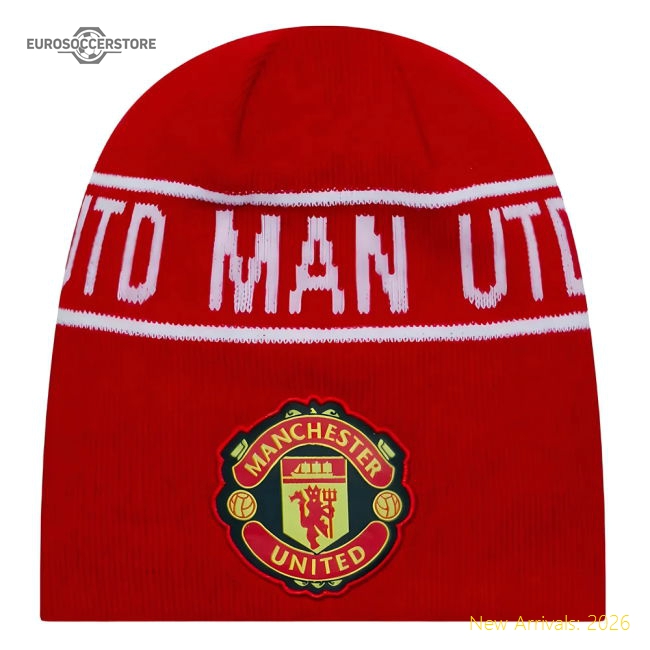Official Man Premium Utd Cuff Knit Hat Skull Beanie Red