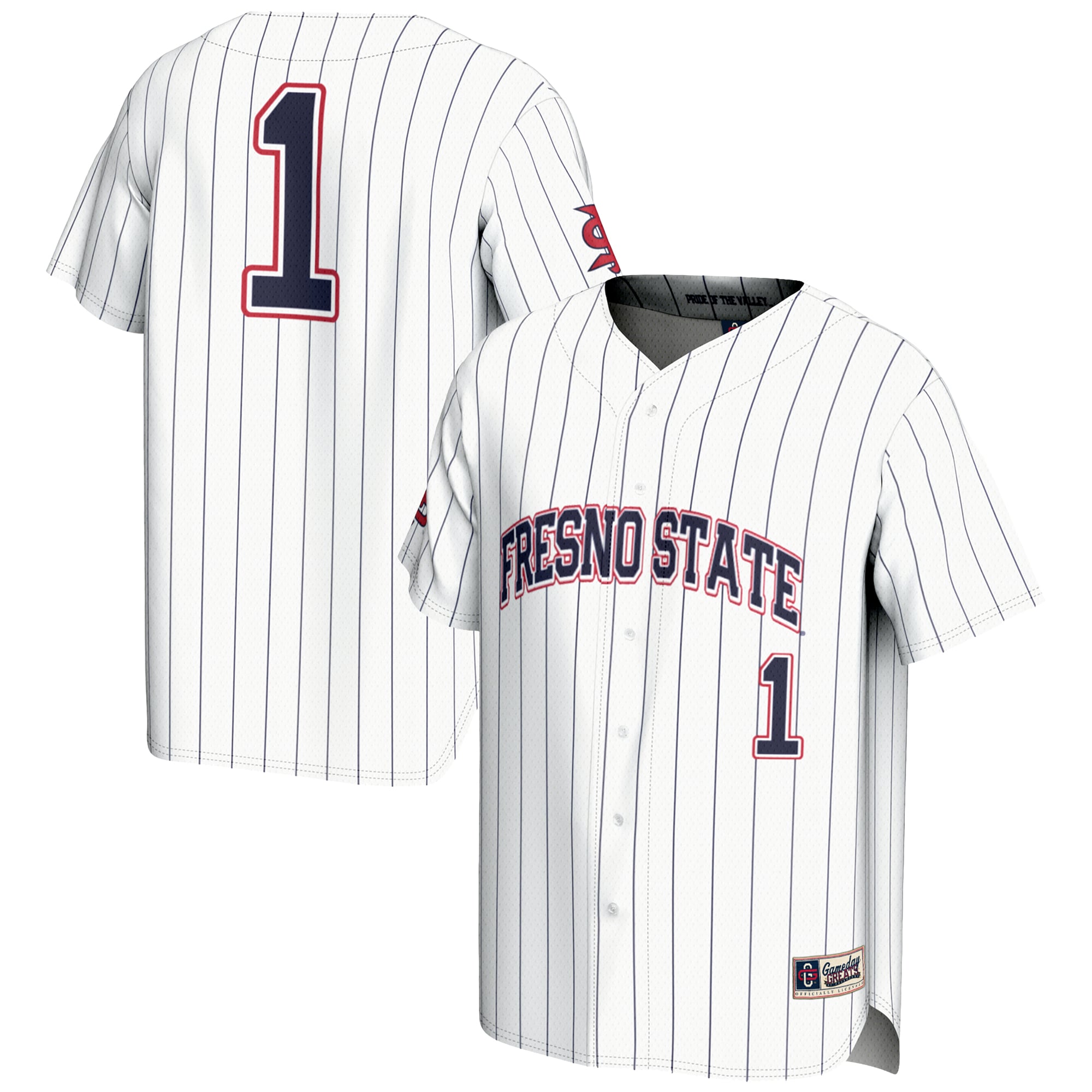 #1 Fresno State Bulldogs GameDay Greats Lightweight Baseball Jersey - White