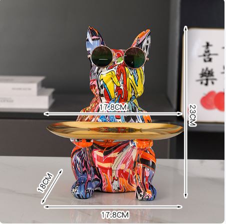 GraffitiFido French Bulldog Desk Organizer Quirky Graffiti Art Sculpture