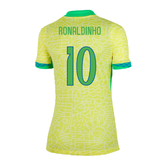 Player 2024-2025 Brazil Home Shirt (Womens) (Ronaldinho 10)