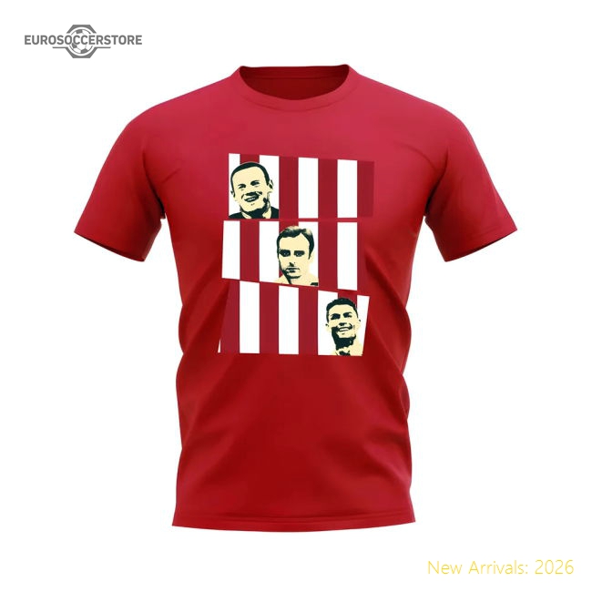 Rooney Berbatov Ronaldo Manchester United Trio T-Shirt (Red)