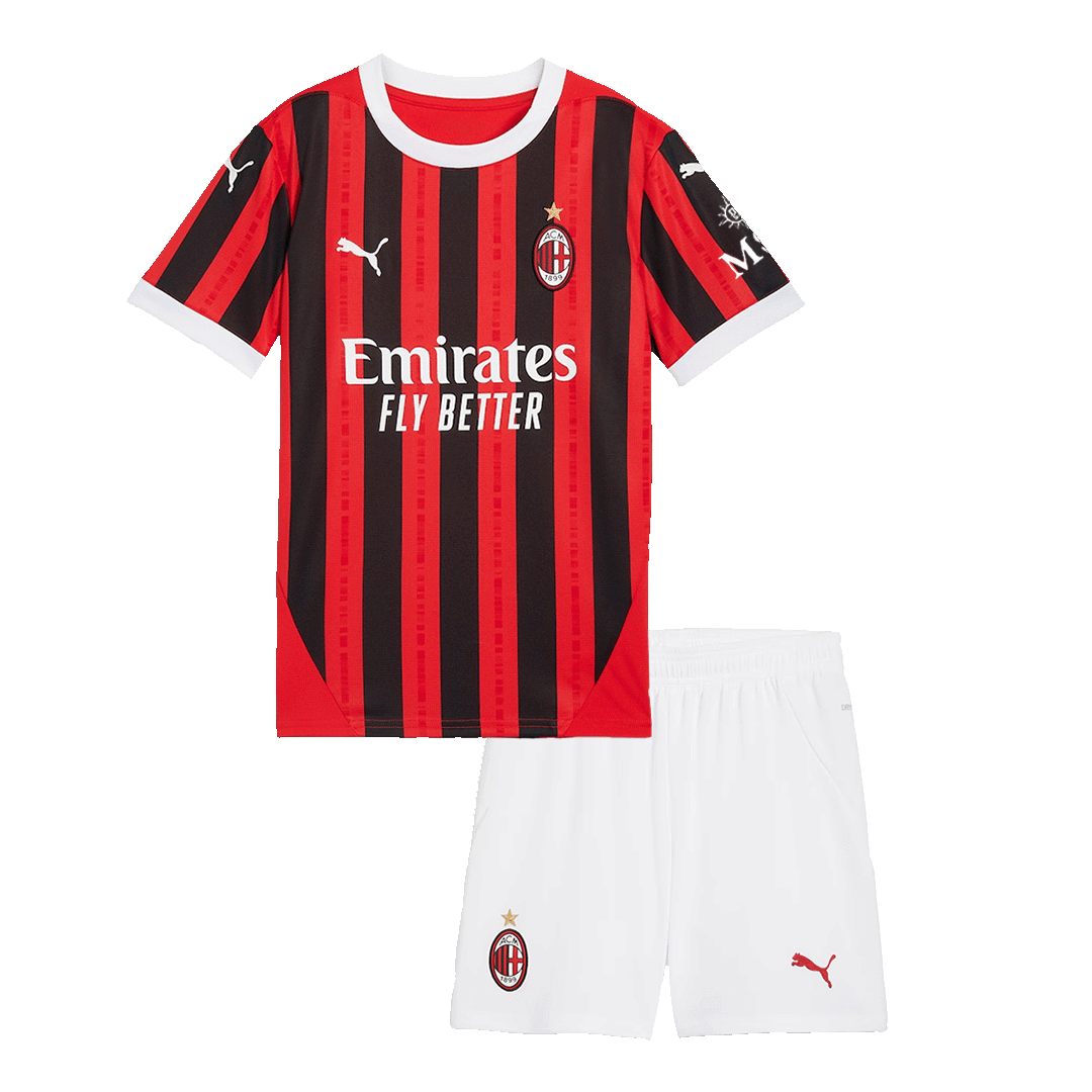 Kid's AC Milan Home Soccer Jersey Kit(Jersey+Shorts) 2024/25Authentic