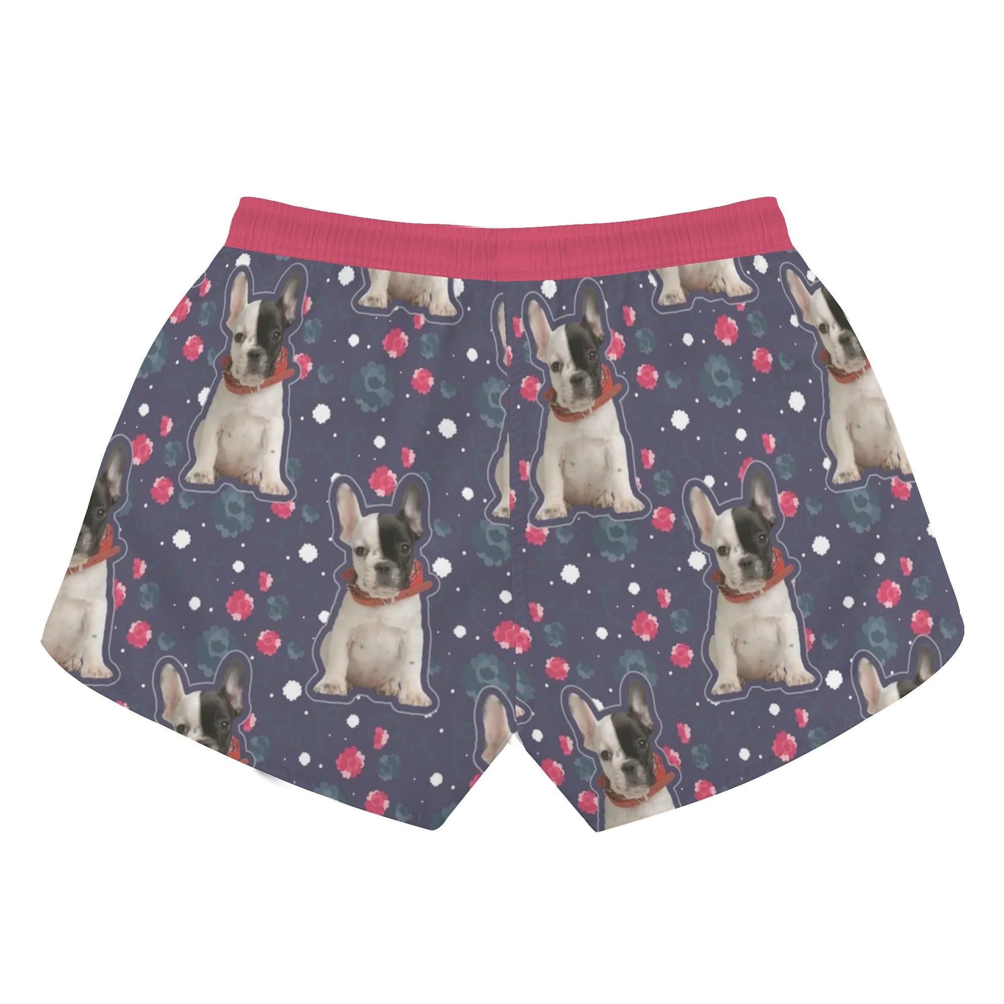 Durable Custom Women's Beach Shorts With French Bulldog Image for Dog