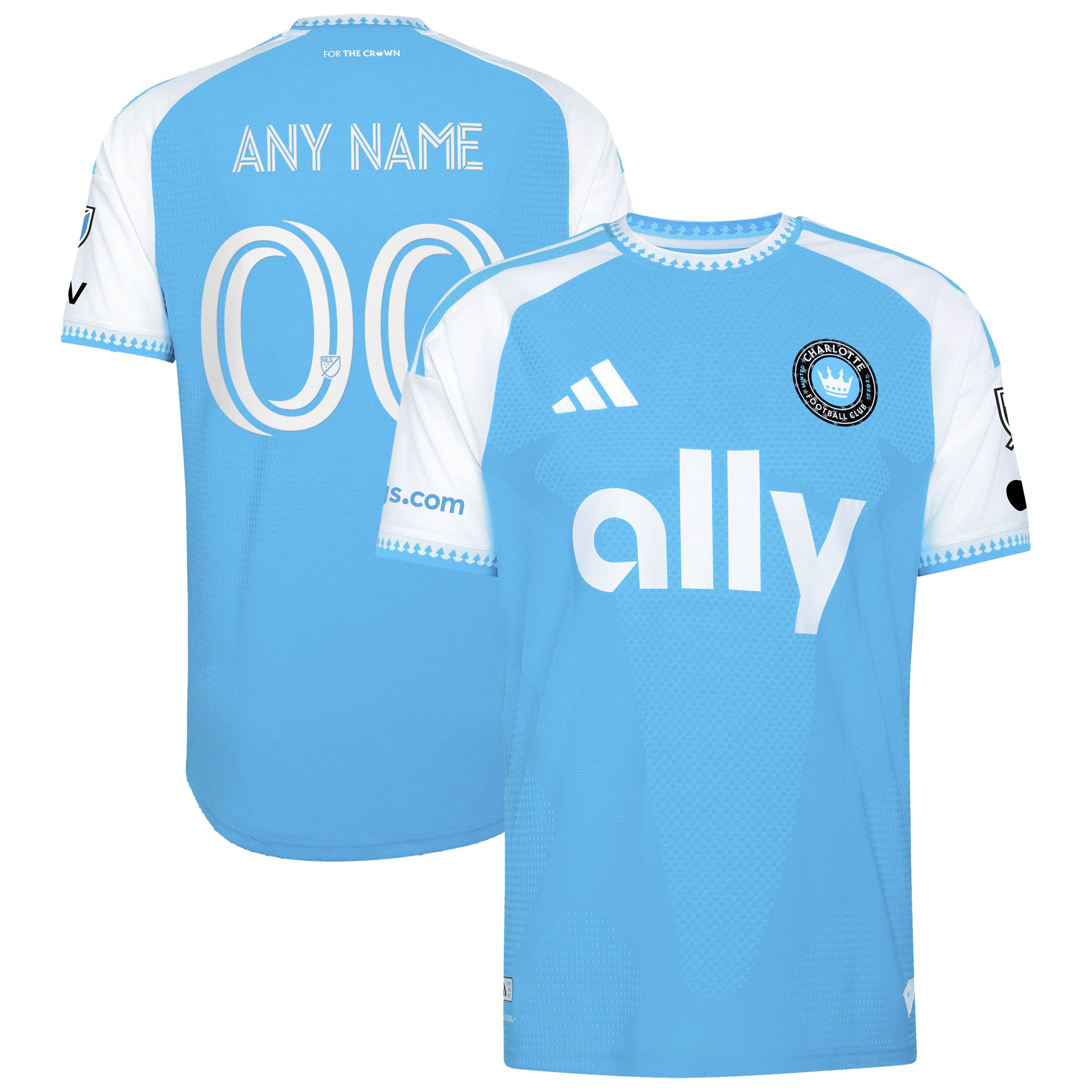 [SJH] Charlotte FC 2026 Carolina Kit: Crowns Up On-Field Authentic Patch Custom Jersey - Blue