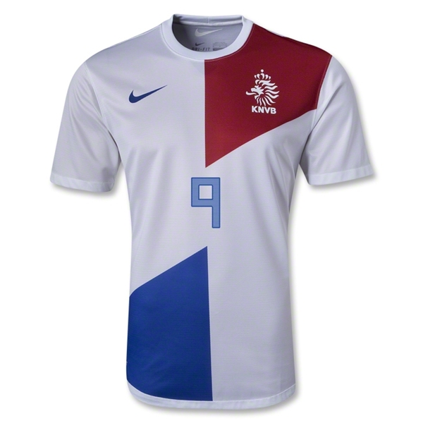 Official 2013 Netherlands 9 VPERSIE Away White Jersey Shirt