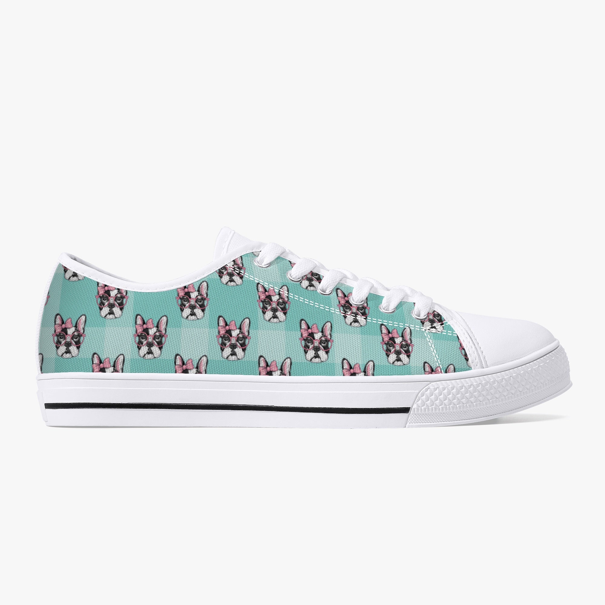 French Bulldog Biggie Classic Low Top Canvas Shoes Durable Dog Footwear